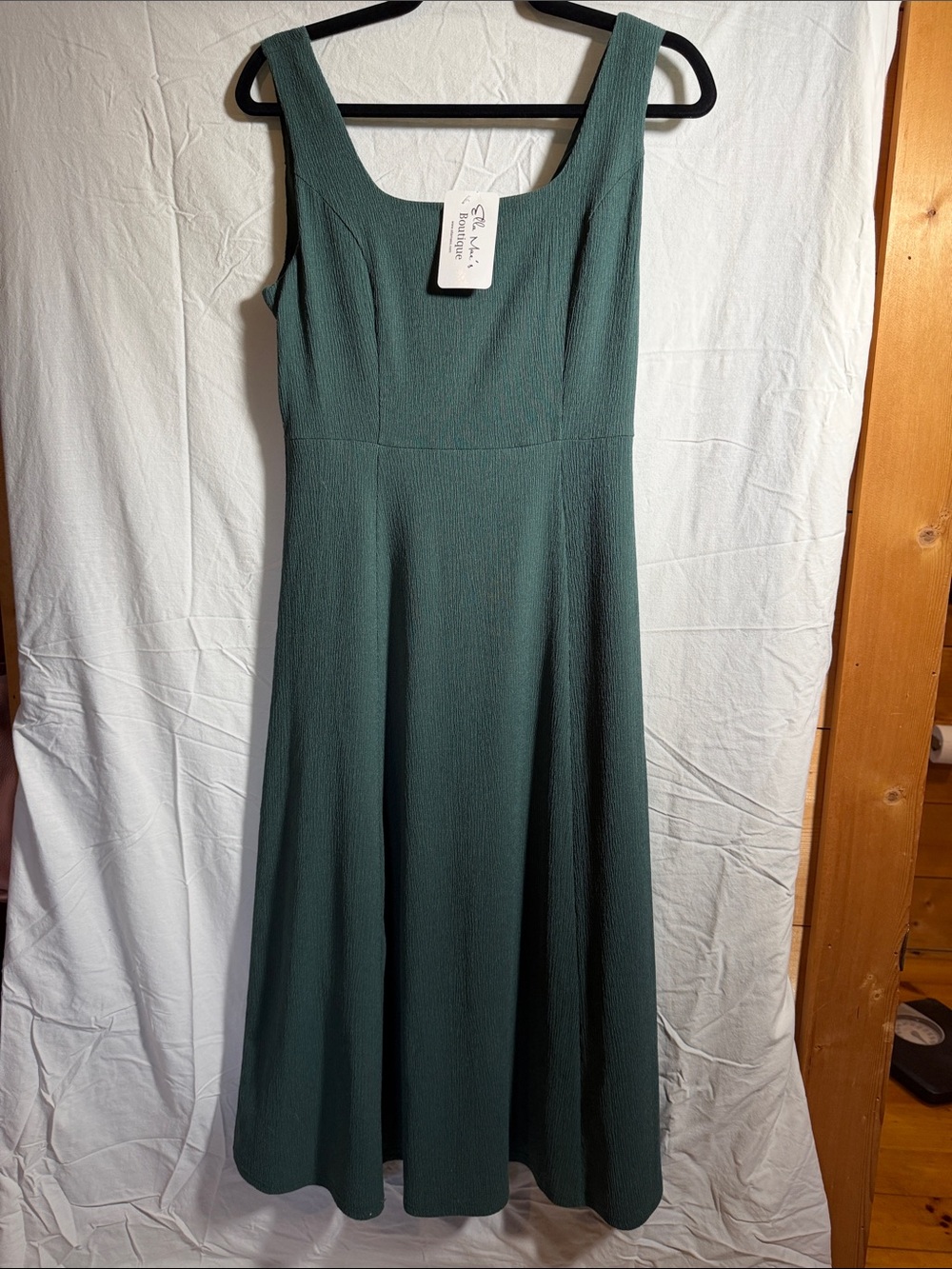 Sleeveless Square-Neck Midi Dress in Deep Teal